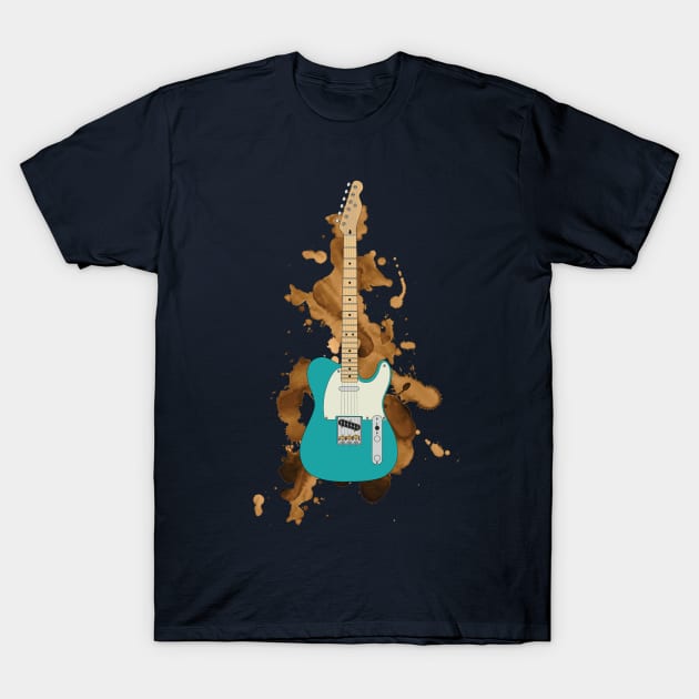 T-Style Electric Guitar Teal Color T-Shirt by nightsworthy